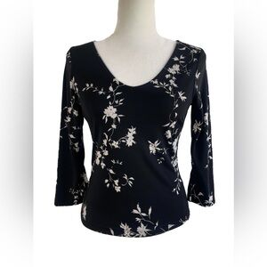 Vintage 90’s “The Limited” Black and Off White Floral Blouse